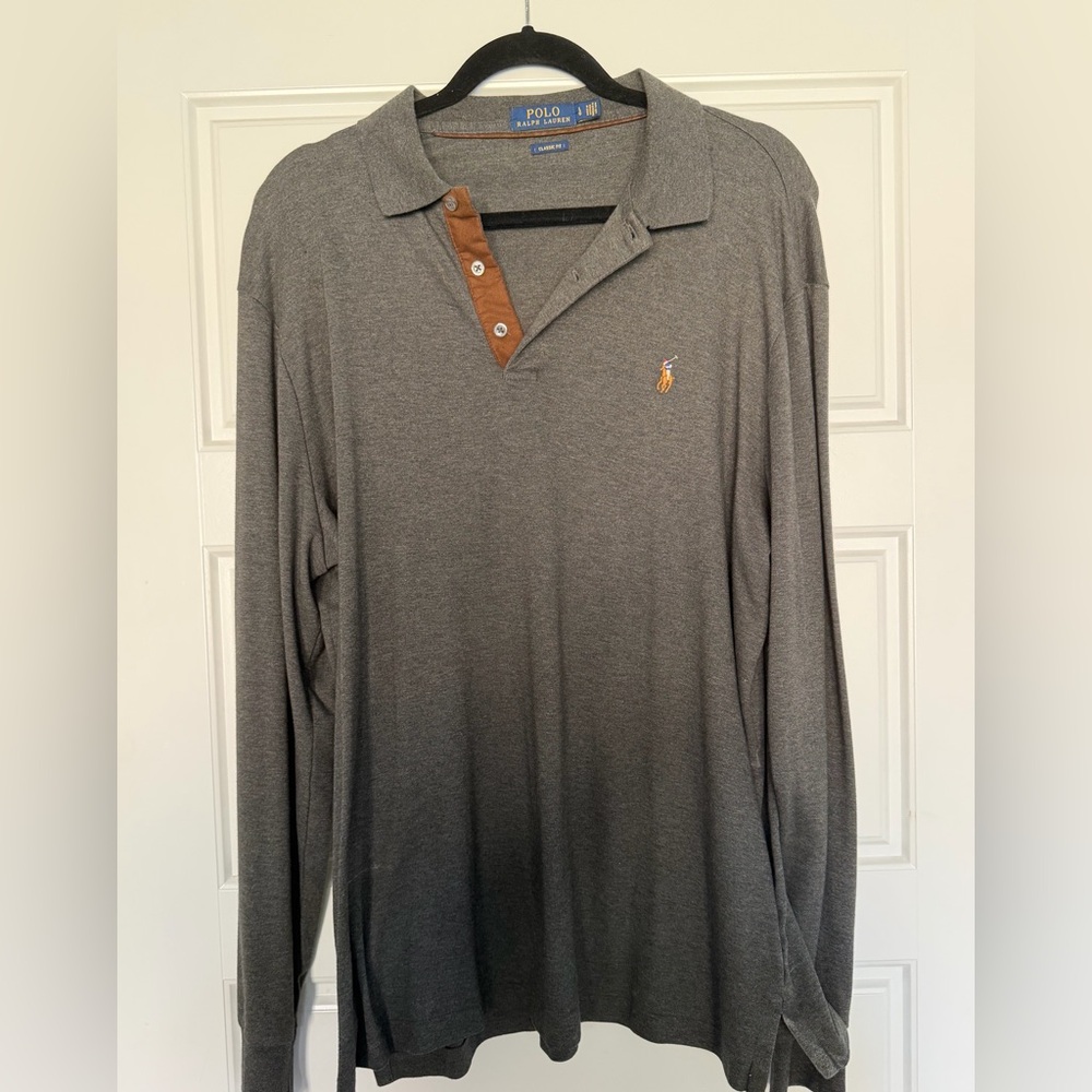 Polo Ralph Lauren Dark Gray Long Sleeve Polo Shirt